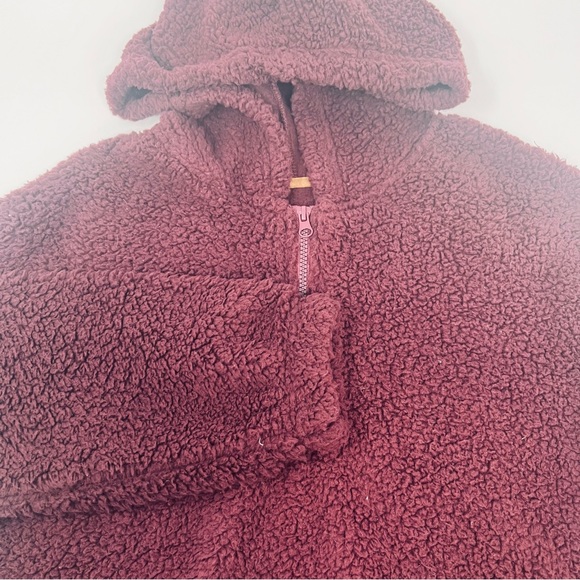 Koolaburra by UGG‎ Women's Medium Sherpa Hoodie Pullover 1/4 Zip Burgundy - Picture 4 of 7